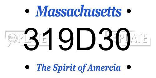 319D30 Massachusetts License Plate