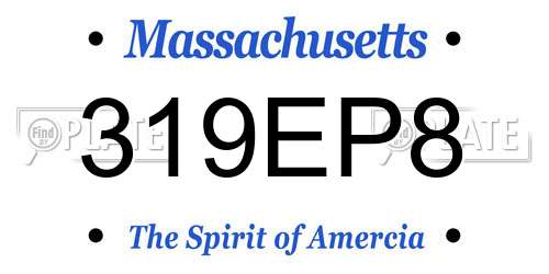 319EP8 Massachusetts License Plate