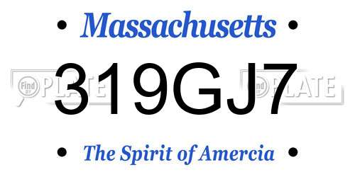 319GJ7 Massachusetts License Plate