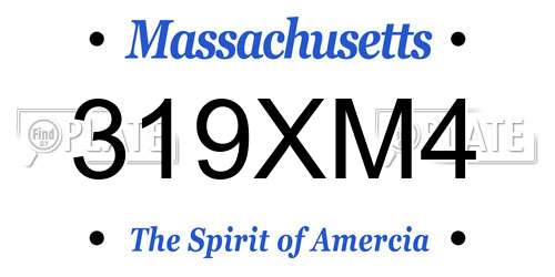 319XM4 Massachusetts License Plate