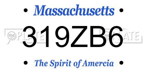 319ZB6 Massachusetts License Plate