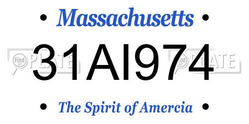 31AI974 Massachusetts License Plate
