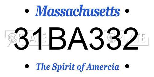 31BA332 Massachusetts License Plate
