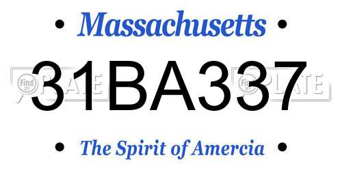 31BA337 Massachusetts License Plate