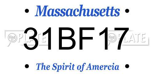 31BF17 Massachusetts License Plate