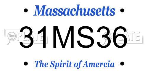 31MS36 Massachusetts License Plate