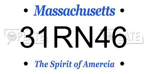 31RN46 Massachusetts License Plate