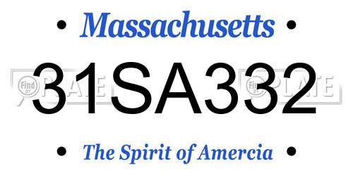 31SA332 Massachusetts License Plate