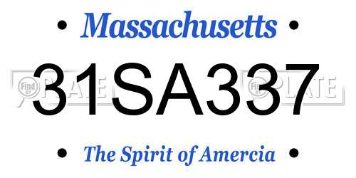 31SA337 Massachusetts License Plate
