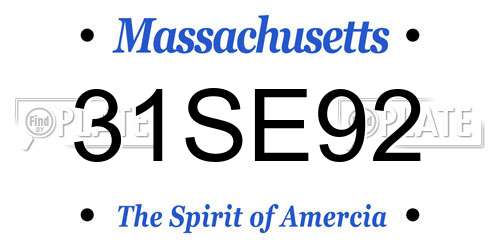 31SE92 Massachusetts License Plate