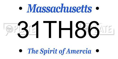 31TH86 Massachusetts License Plate