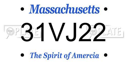 31VJ22 Massachusetts License Plate