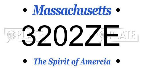 3202ZE Massachusetts License Plate