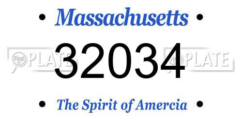 32034 Massachusetts License Plate