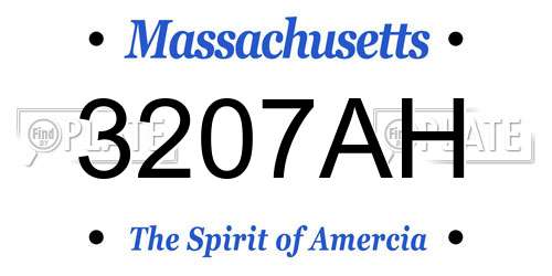 3207AH Massachusetts License Plate