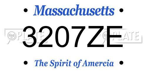 3207ZE Massachusetts License Plate