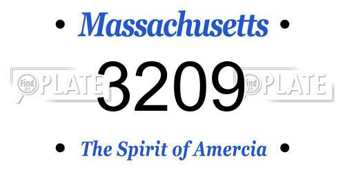 3209 Massachusetts License Plate