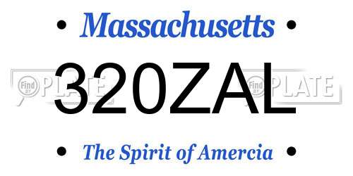 320ZAL Massachusetts License Plate