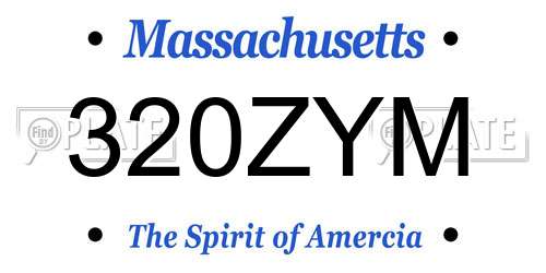 320ZYM Massachusetts License Plate