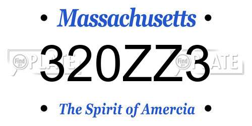 320ZZ3 Massachusetts License Plate