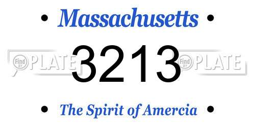 3213 Massachusetts License Plate