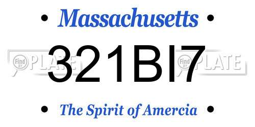 321BI7 Massachusetts License Plate