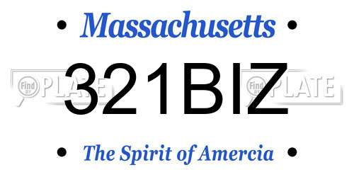 321BIZ Massachusetts License Plate