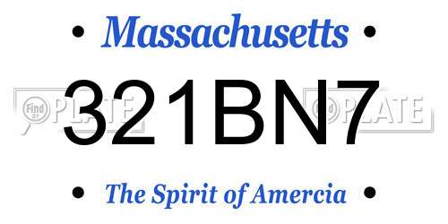 321BN7 Massachusetts License Plate