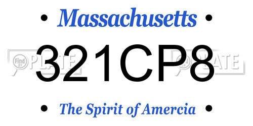 321CP8 Massachusetts License Plate