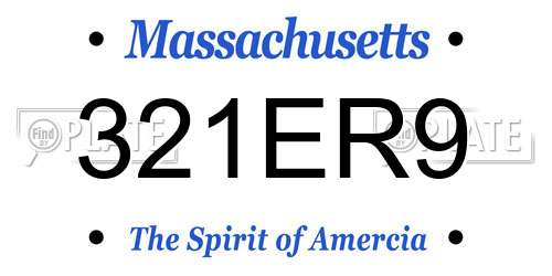 321ER9 Massachusetts License Plate