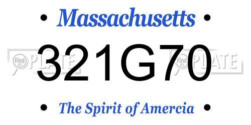 321G70 Massachusetts License Plate