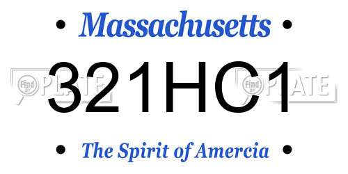 321HC1 Massachusetts License Plate