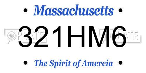 321HM6 Massachusetts License Plate