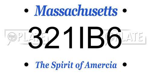 321IB6 Massachusetts License Plate
