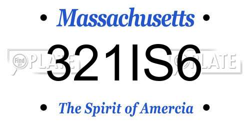 321IS6 Massachusetts License Plate