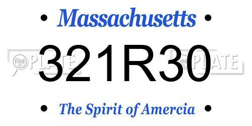 321R30 Massachusetts License Plate