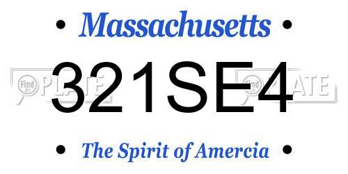 321SE4 Massachusetts License Plate