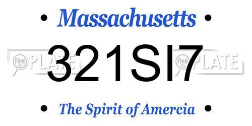 321SI7 Massachusetts License Plate