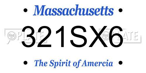 321SX6 Massachusetts License Plate