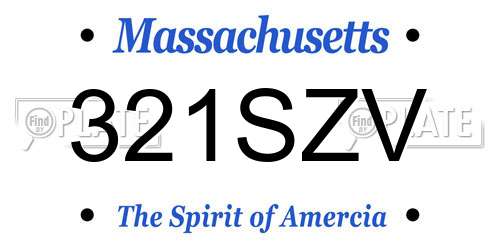 321SZV Massachusetts License Plate