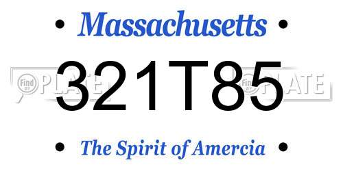 321T85 Massachusetts License Plate