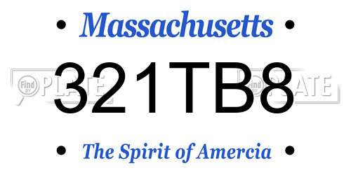 321TB8 Massachusetts License Plate