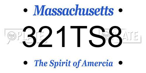 321TS8 Massachusetts License Plate
