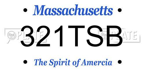 321TSB Massachusetts License Plate