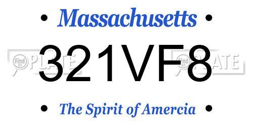 321VF8 Massachusetts License Plate