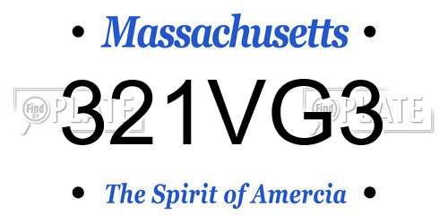 321VG3 Massachusetts License Plate