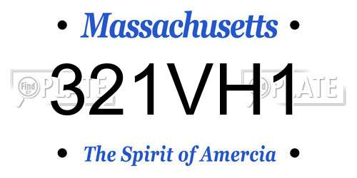 321VH1 Massachusetts License Plate