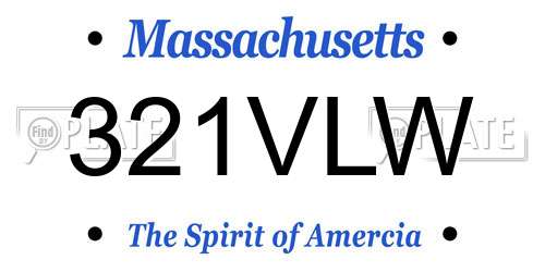 321VLW Massachusetts License Plate