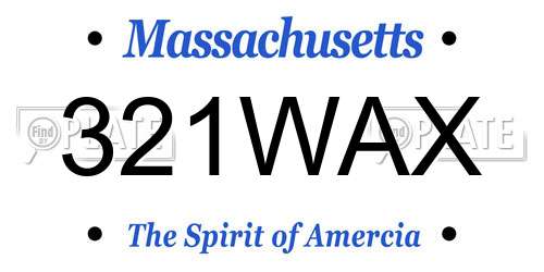 321WAX Massachusetts License Plate