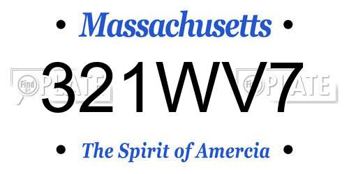 321WV7 Massachusetts License Plate